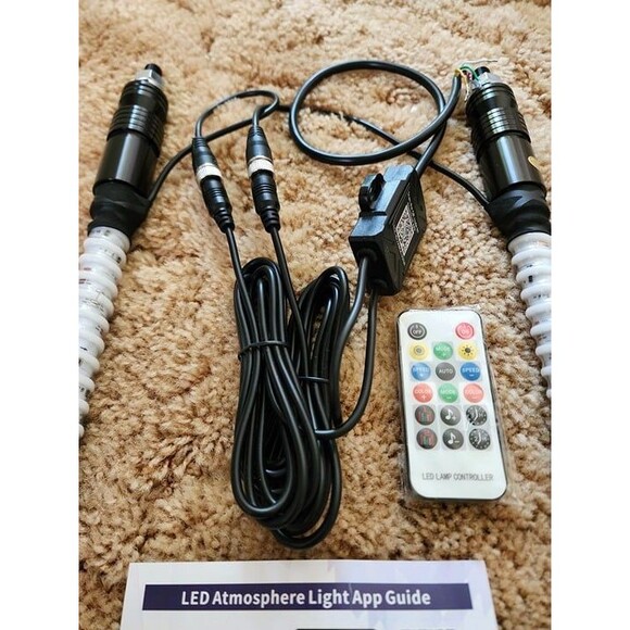 DREAMIZER 2PCS 1FT Fat Spiral Led Whip Lights with APP & Remote Control. NIB - Picture 4 of 11